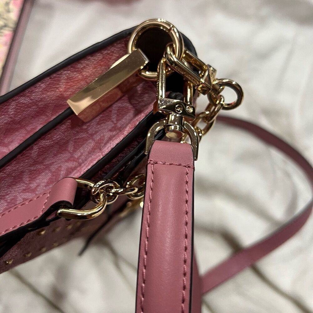 MICHAEL KORS Greenwich Quilted Faux Leather Studded Shoulder Crossbody Rose NWT - Picture 15 of 15